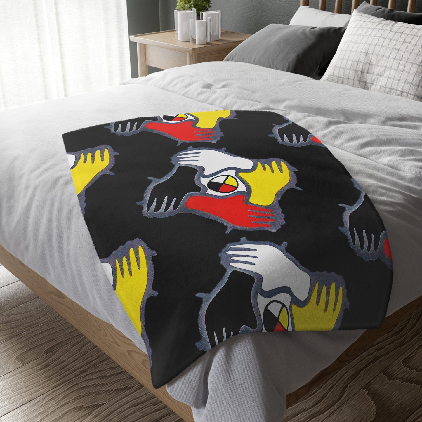 We are one/Medicine Wheel Velveteen Microfiber Blanket (Two-sided print)