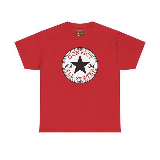 Convict All States Unisex Heavy Cotton Tee - Casualwear, Street Style, Gift for Him/Her, Retro Vintage Shirt, Fun Graphic Tee
