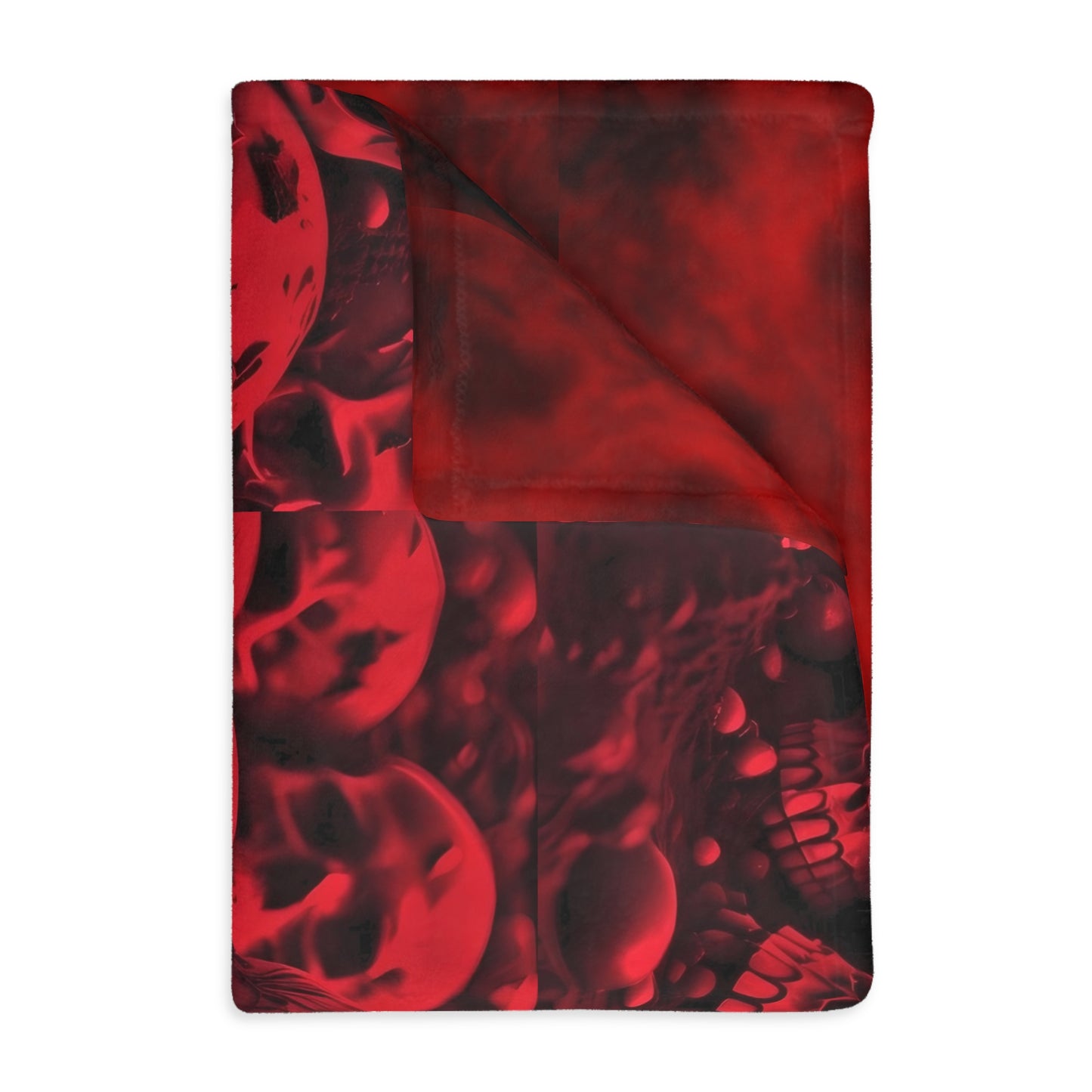 Red Skulls/Red Smoke Velveteen Microfiber Blanket (Two-sided print)