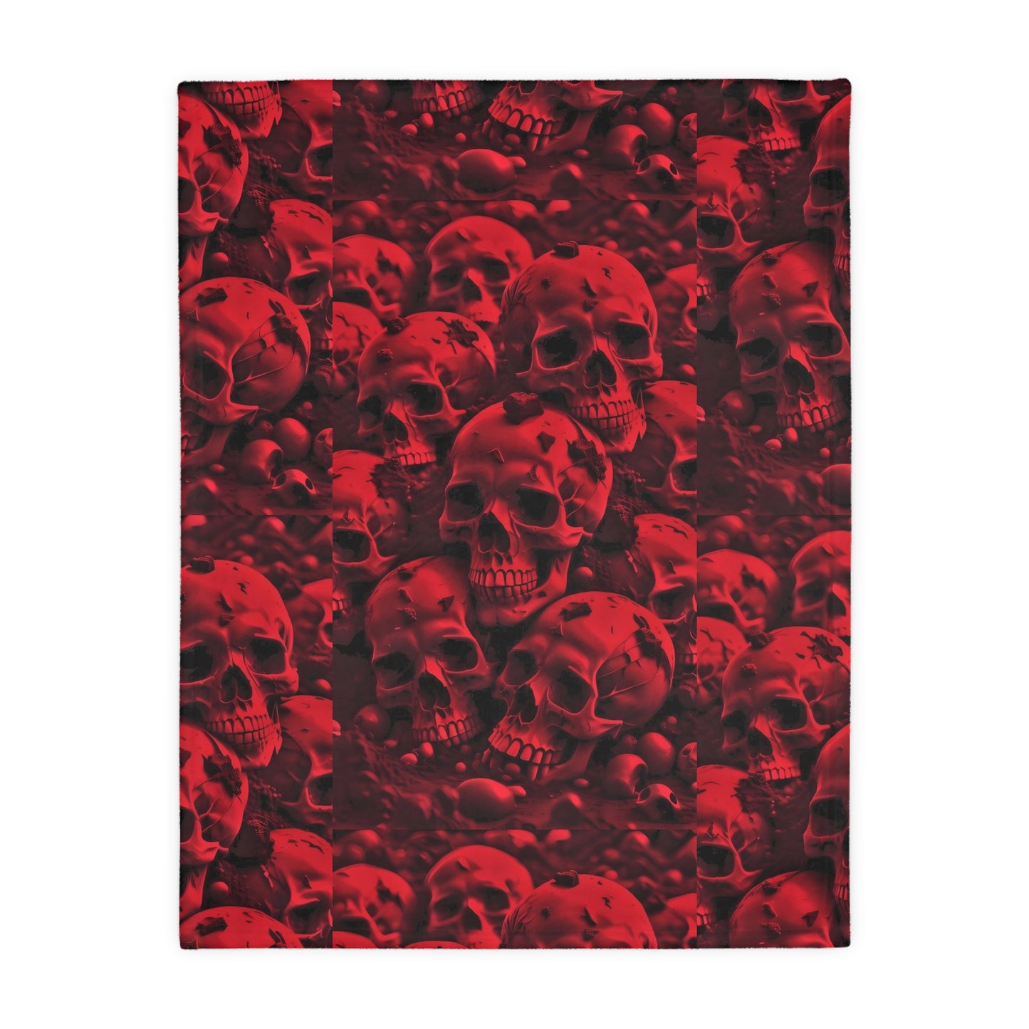 Red Skulls/Red Smoke Velveteen Microfiber Blanket (Two-sided print)