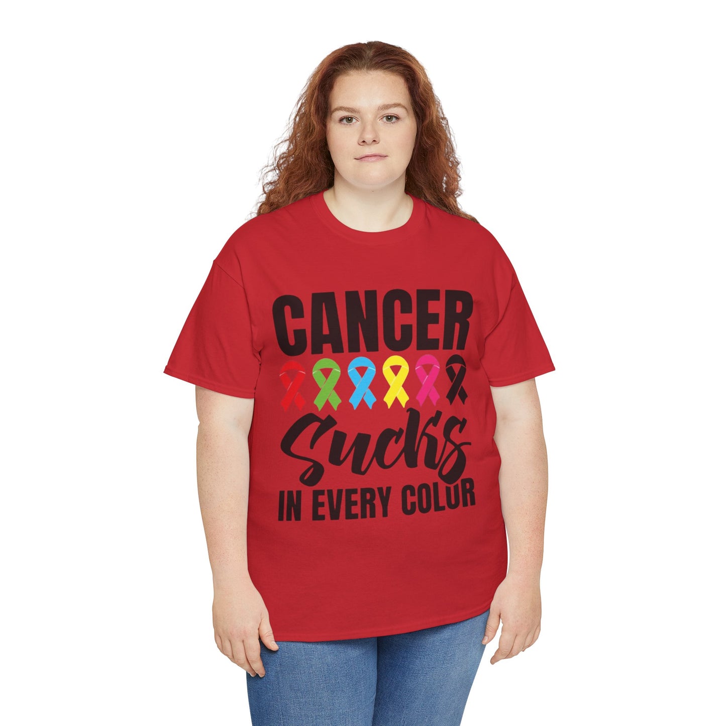 Cancer sucks in every color Unisex Heavy Cotton Tee