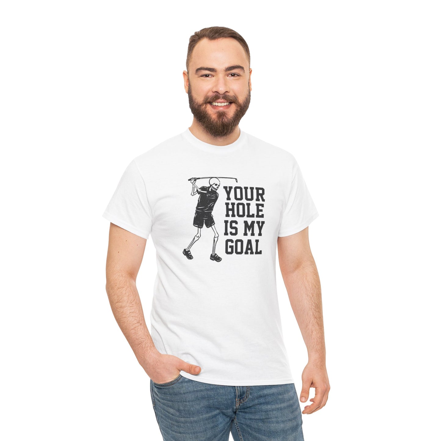 Your hole is my goal (golf) Unisex Heavy Cotton Tee