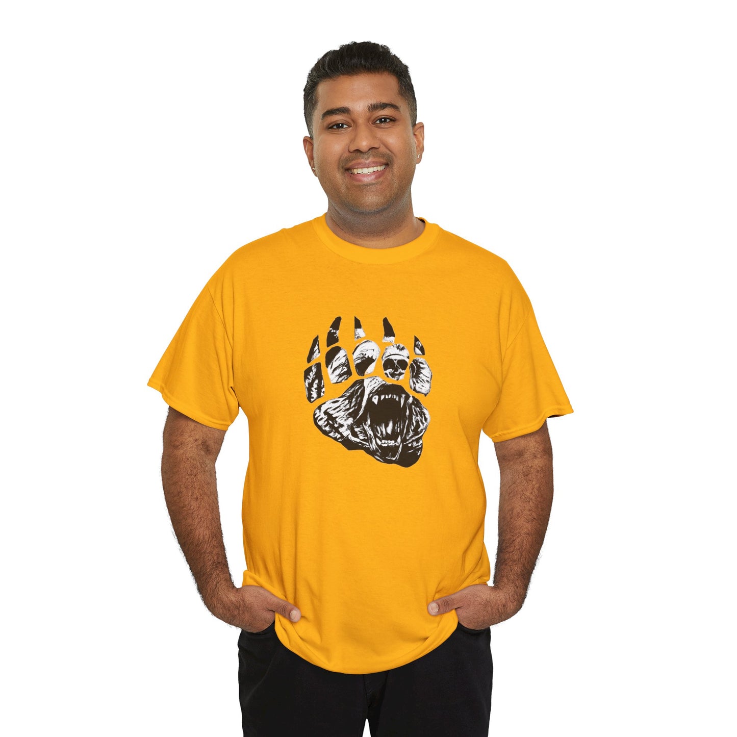 Bear face in bear paw Unisex Heavy Cotton Tee
