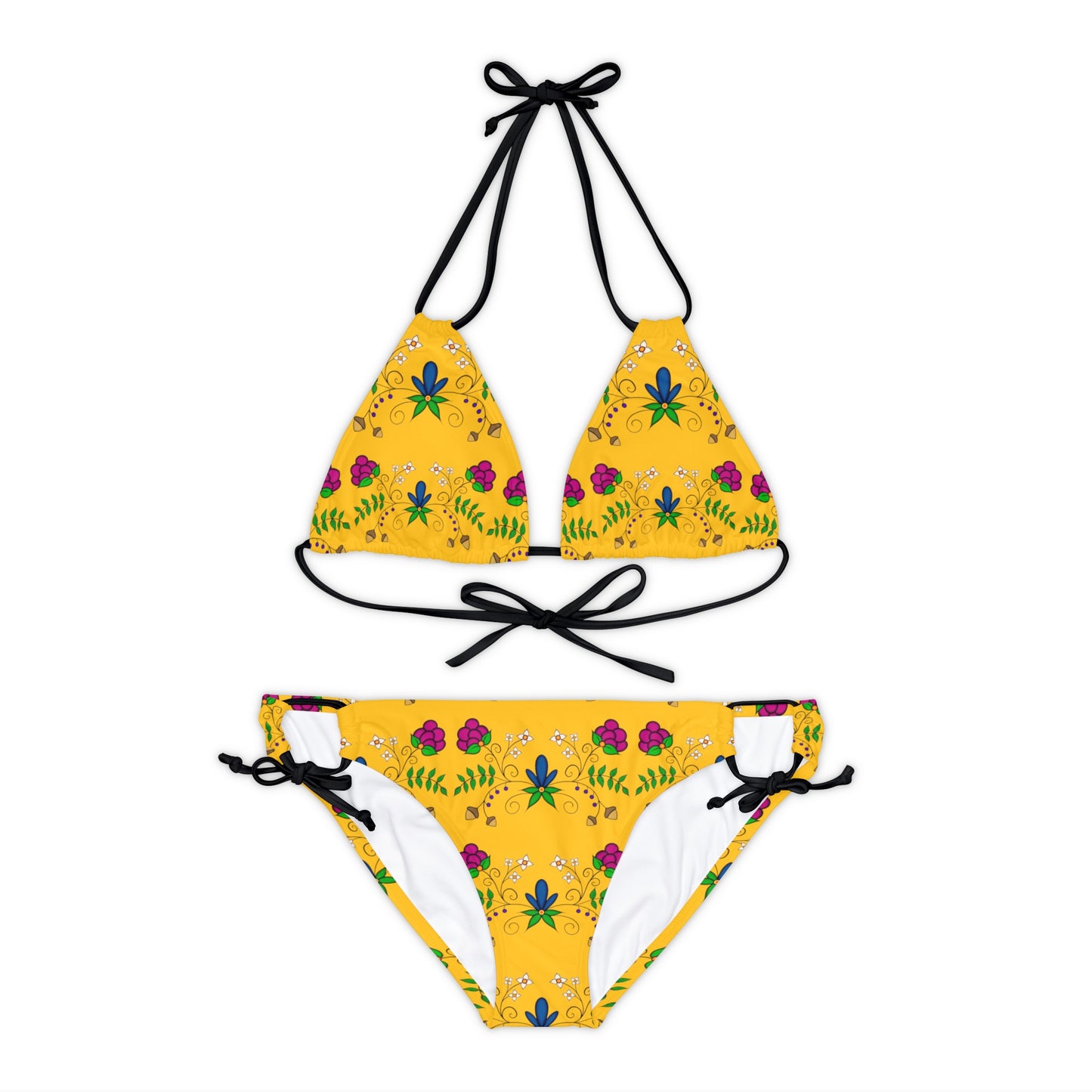 Indigenous Floral Strappy Bikini Set (AOP)