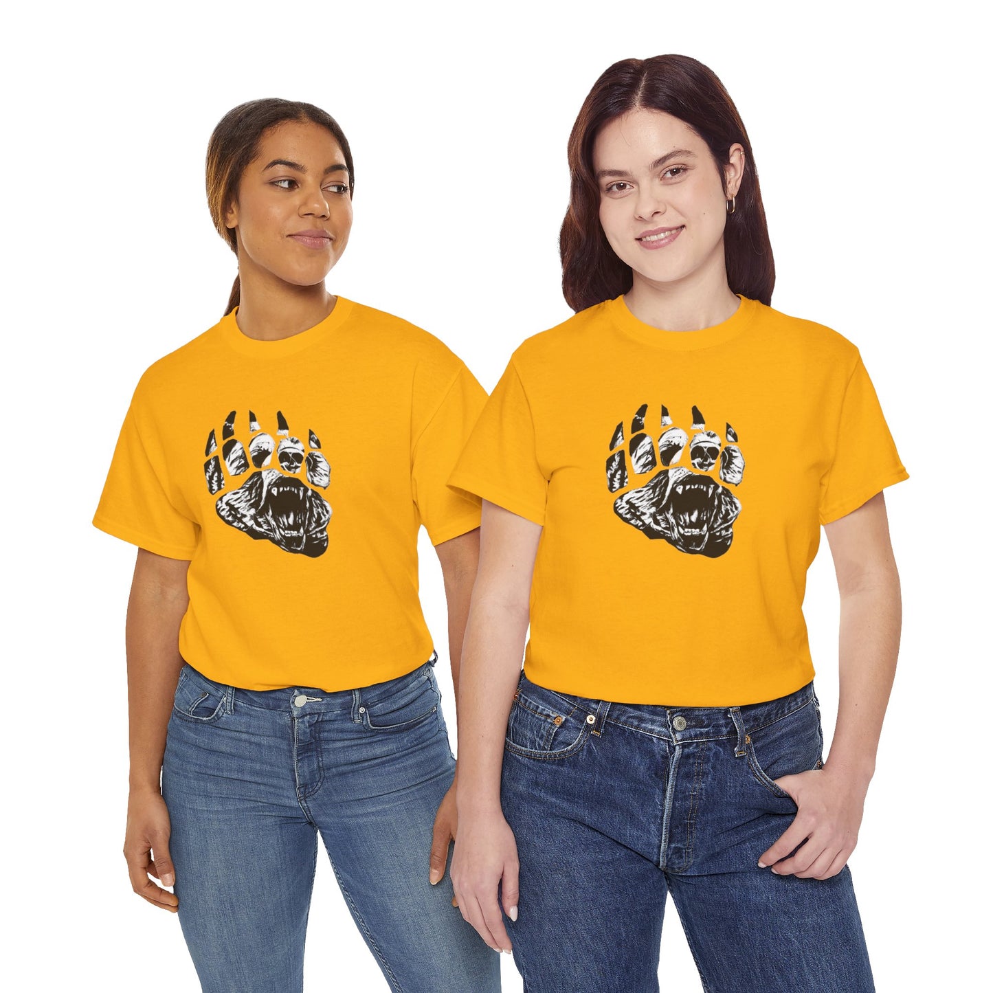 Bear face in bear paw Unisex Heavy Cotton Tee