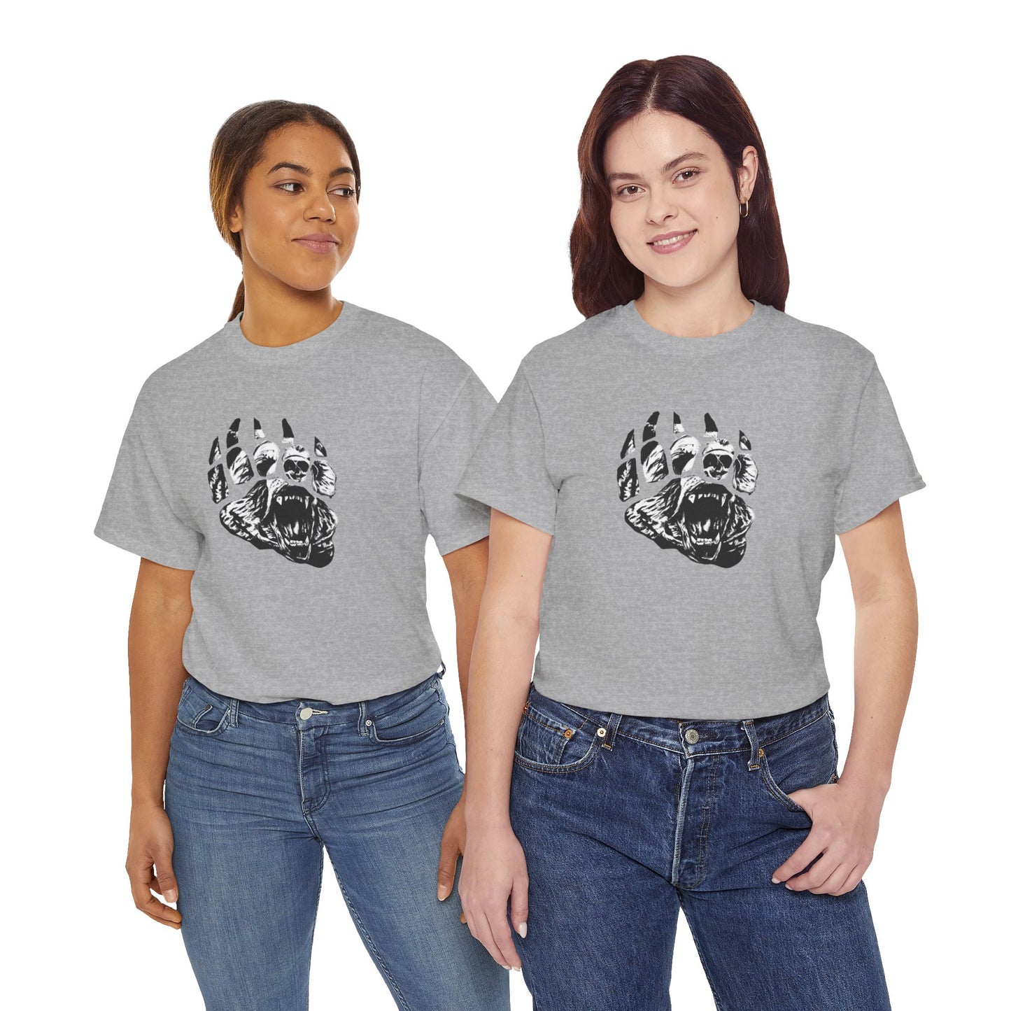 Bear face in bear paw Unisex Heavy Cotton Tee