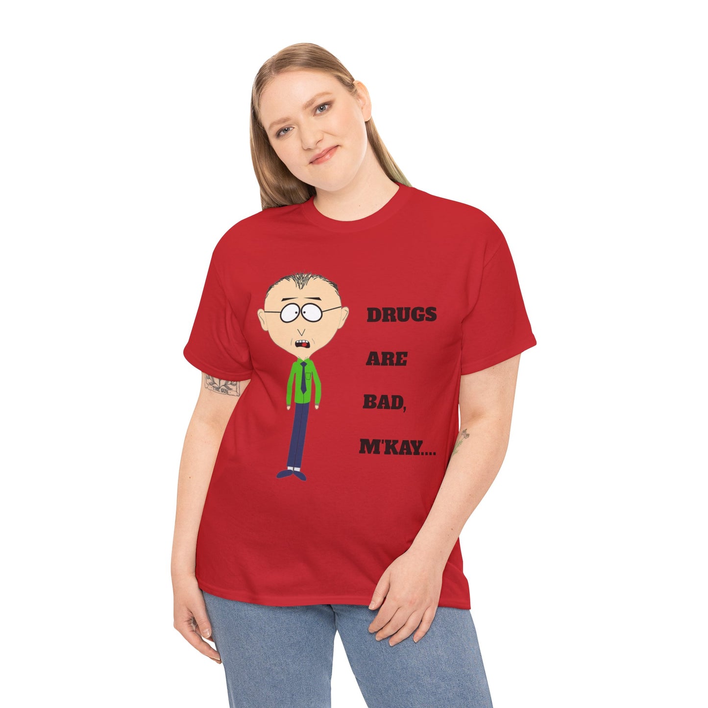 Drugs are bad, m'kay Unisex Heavy Cotton Tee