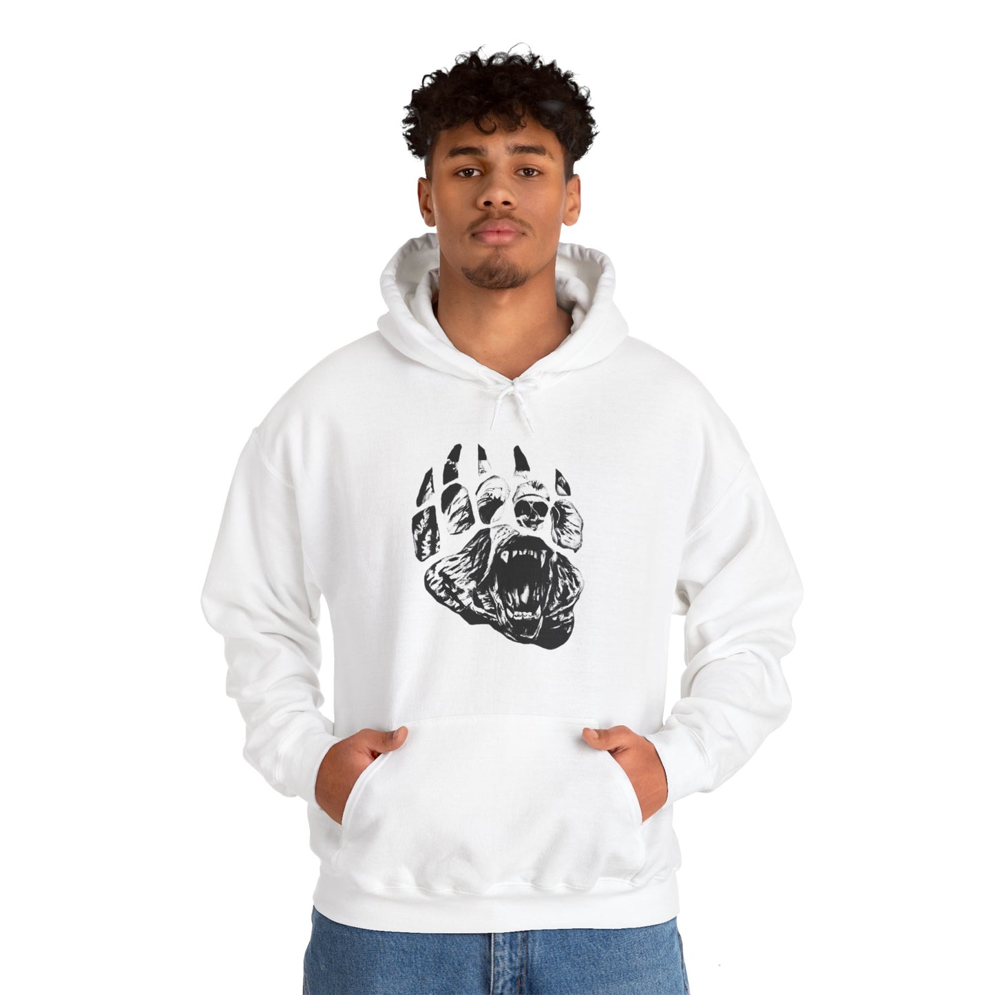 Bear face in bear paw Unisex Heavy Blend™ Hooded Sweatshirt