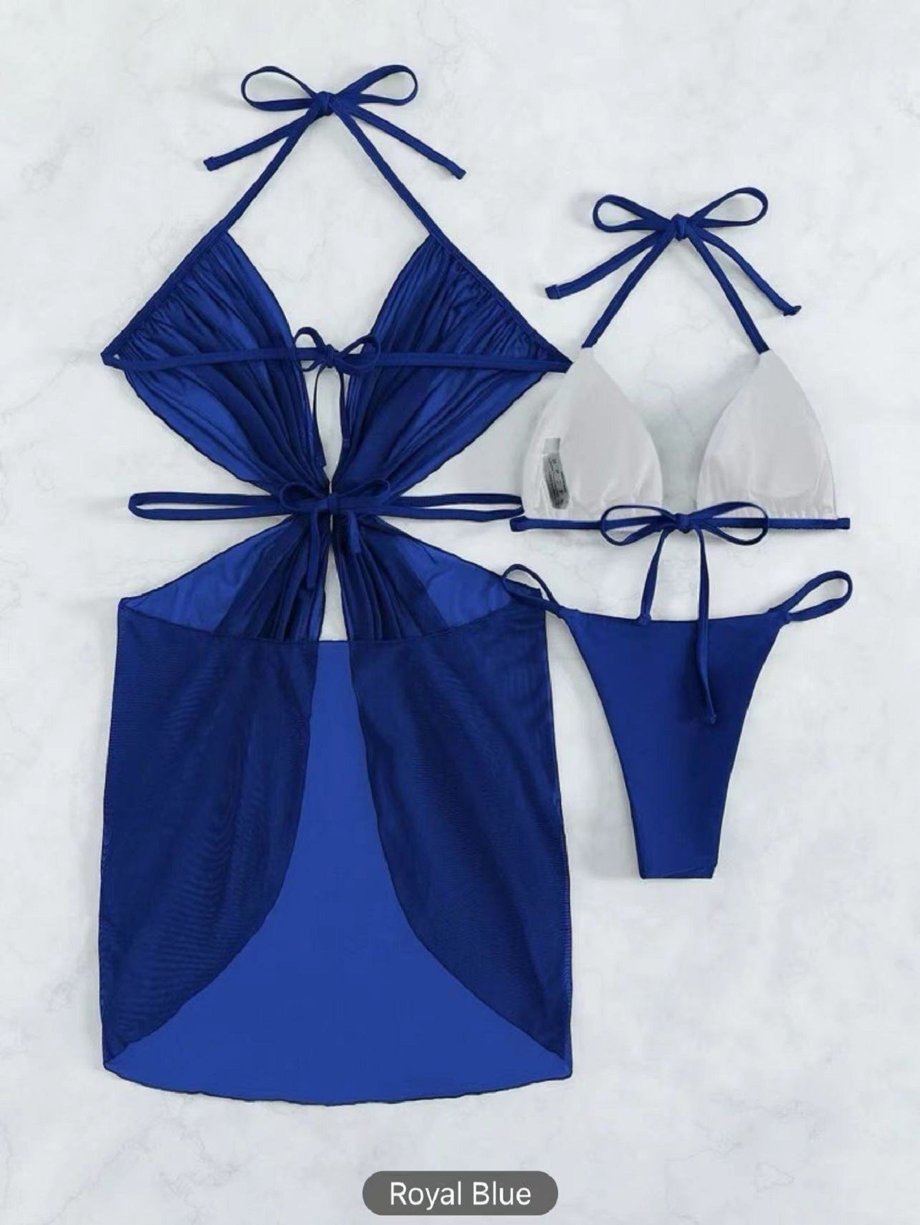 Women's Solid Color Split Swimsuit Three-piece Bikini