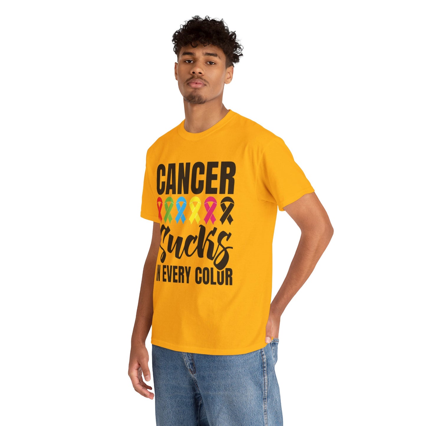 Cancer sucks in every color Unisex Heavy Cotton Tee