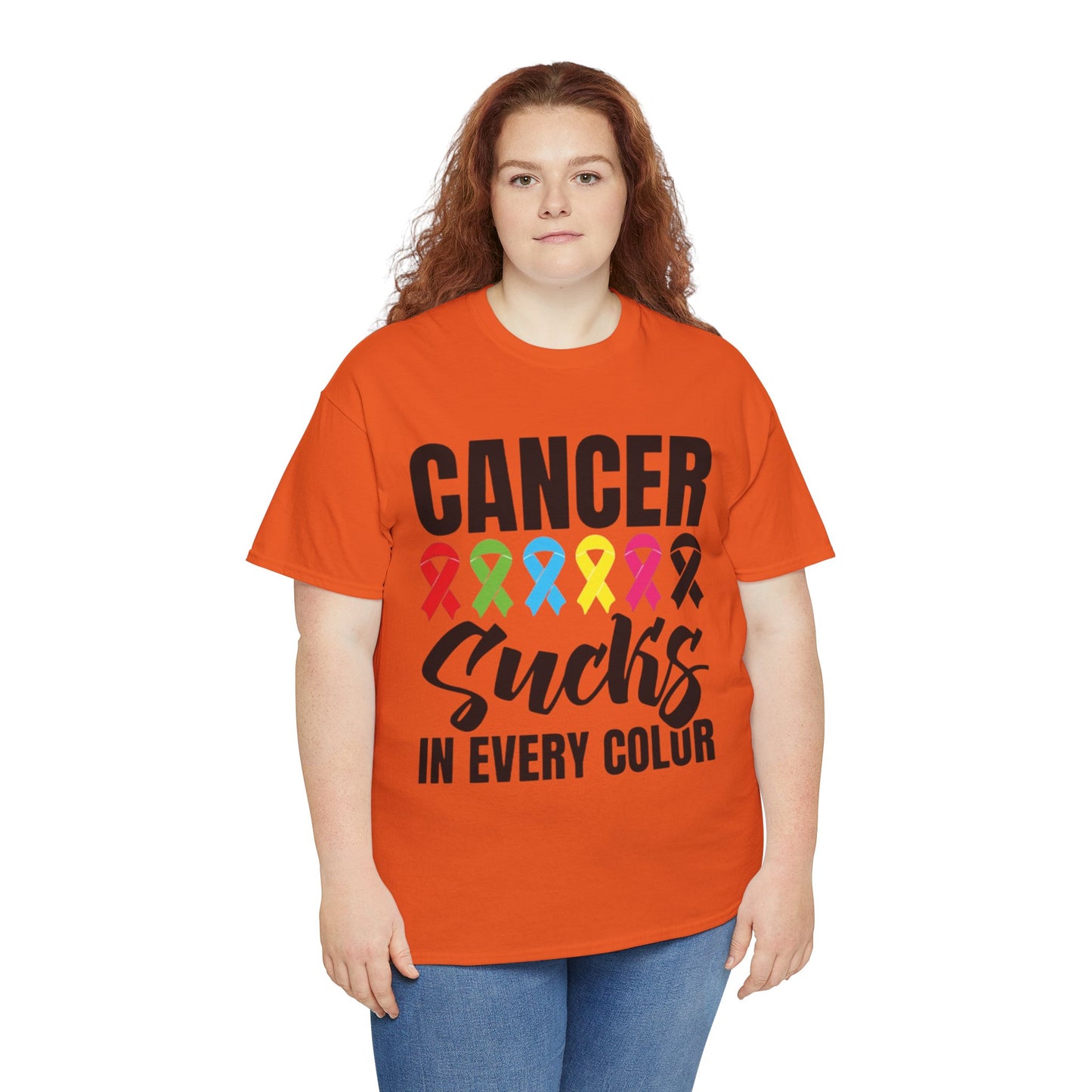 Cancer sucks in every color Unisex Heavy Cotton Tee