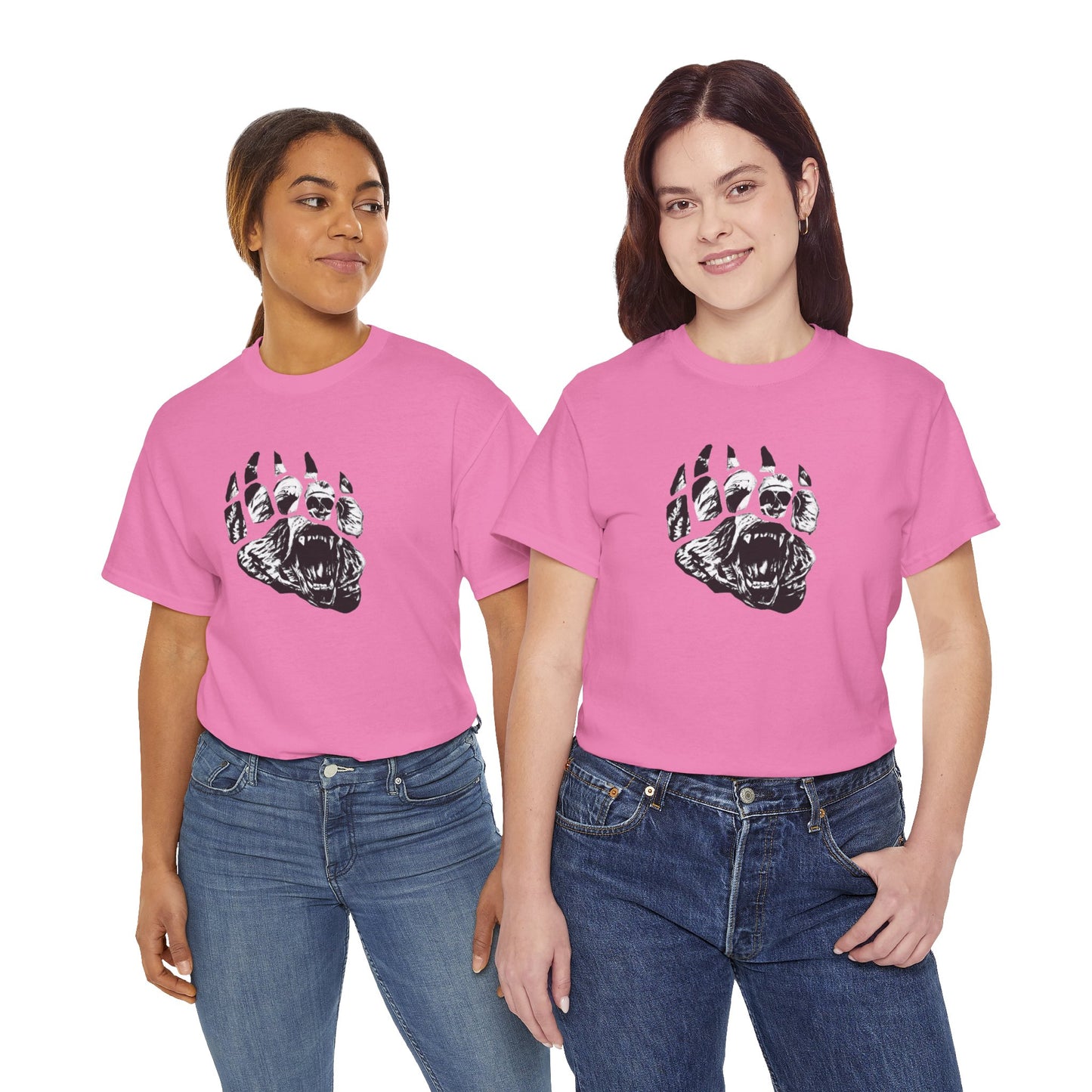 Bear face in bear paw Unisex Heavy Cotton Tee