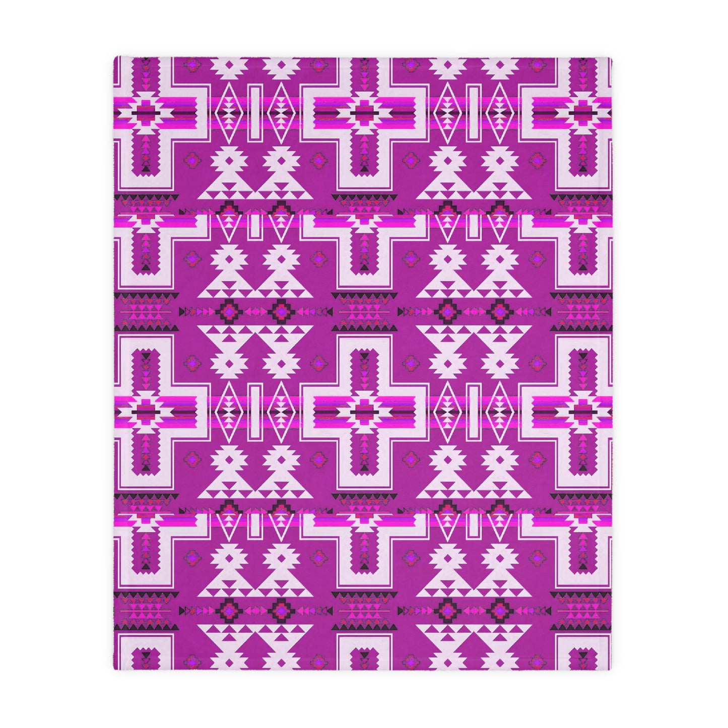 Turquoise/purple Native print Velveteen Microfiber Blanket (Two-sided print)