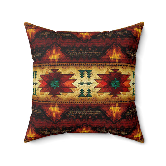 Spun indigenous print Polyester Square Pillow