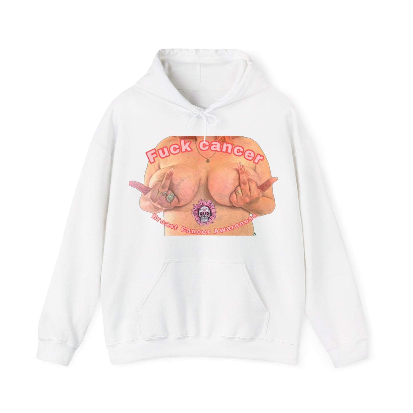 Fuck Cancer, Breast Cancer Awareness Unisex Heavy Blend™ Hooded Sweatshirt