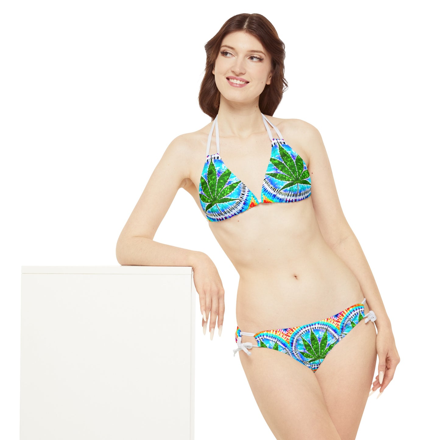 Tie dye THC Strappy Bikini Set (AOP)