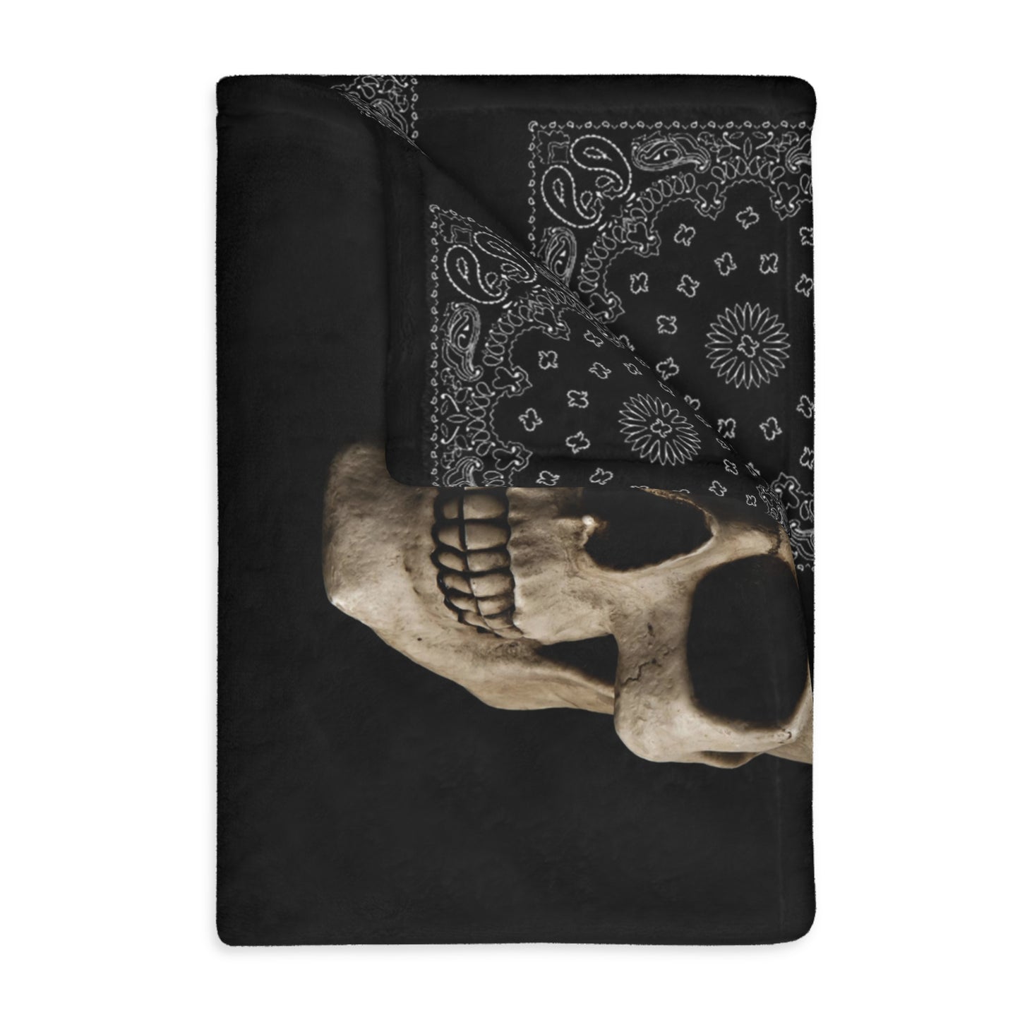 Skulls/Bandana Velveteen Microfiber Blanket (Two-sided print)