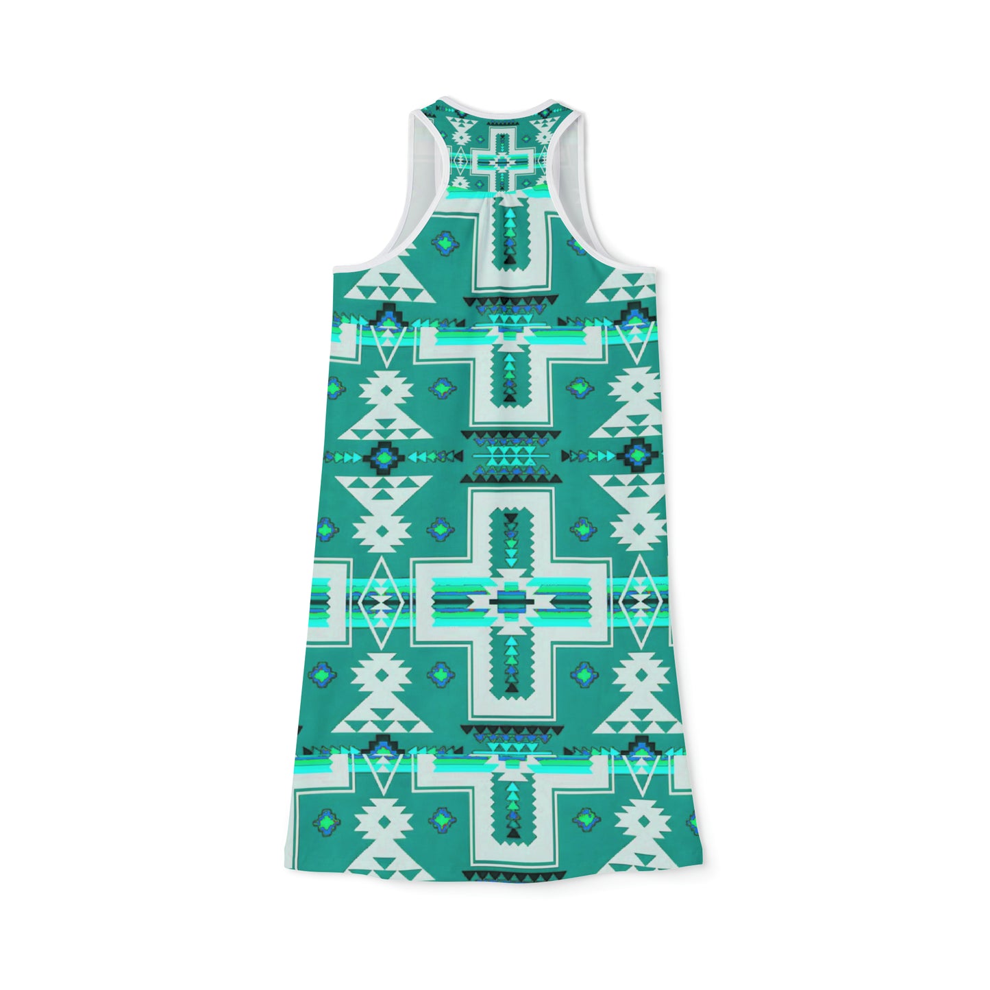 Turquoise native print Women's Racerback Dress (AOP)