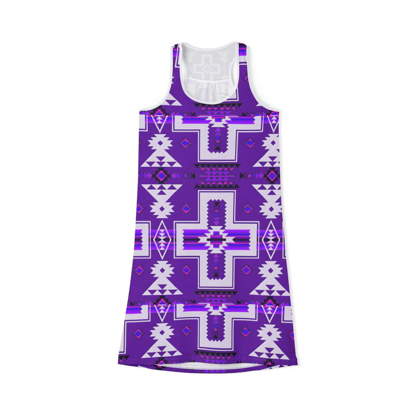 Purple native print Women's Racerback Dress (AOP)