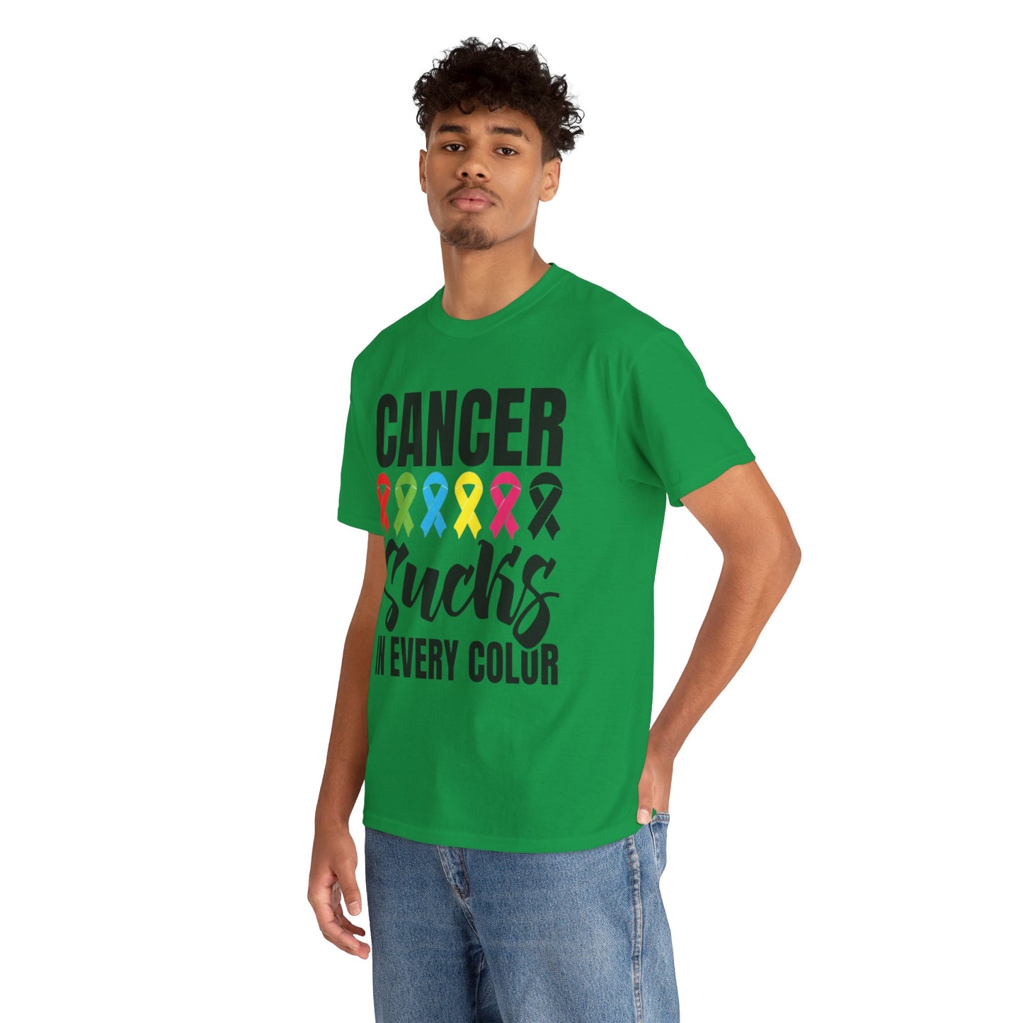 Cancer sucks in every color Unisex Heavy Cotton Tee