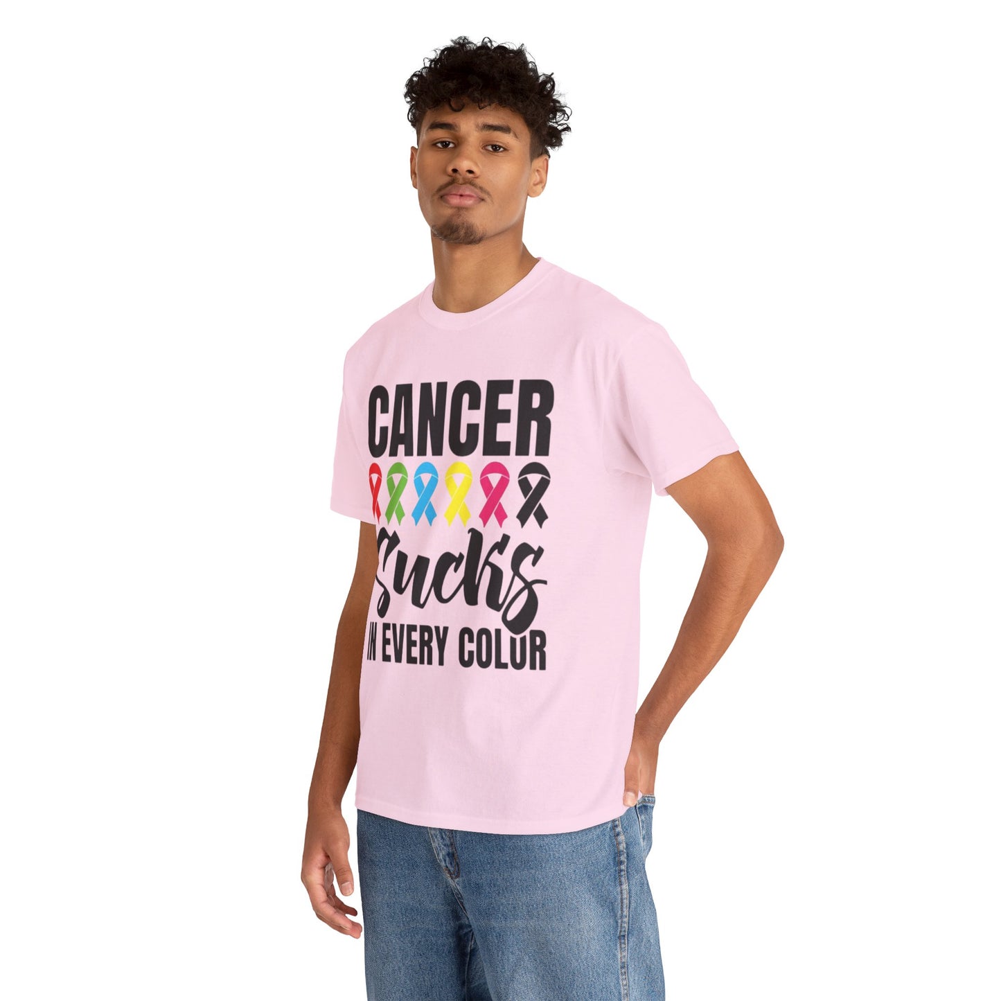 Cancer sucks in every color Unisex Heavy Cotton Tee