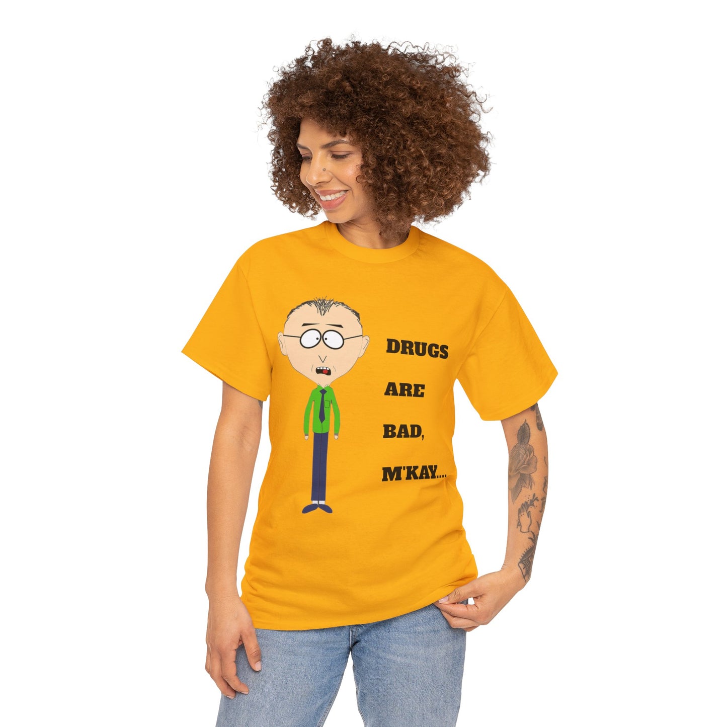 Drugs are bad, m'kay Unisex Heavy Cotton Tee