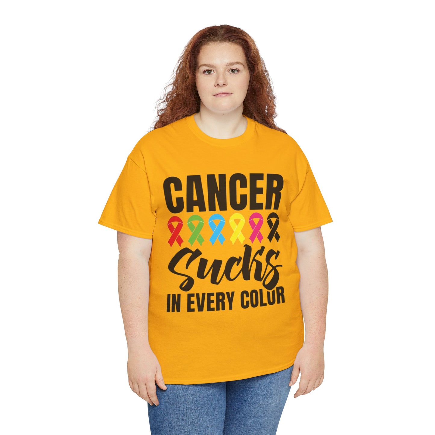 Cancer sucks in every color Unisex Heavy Cotton Tee