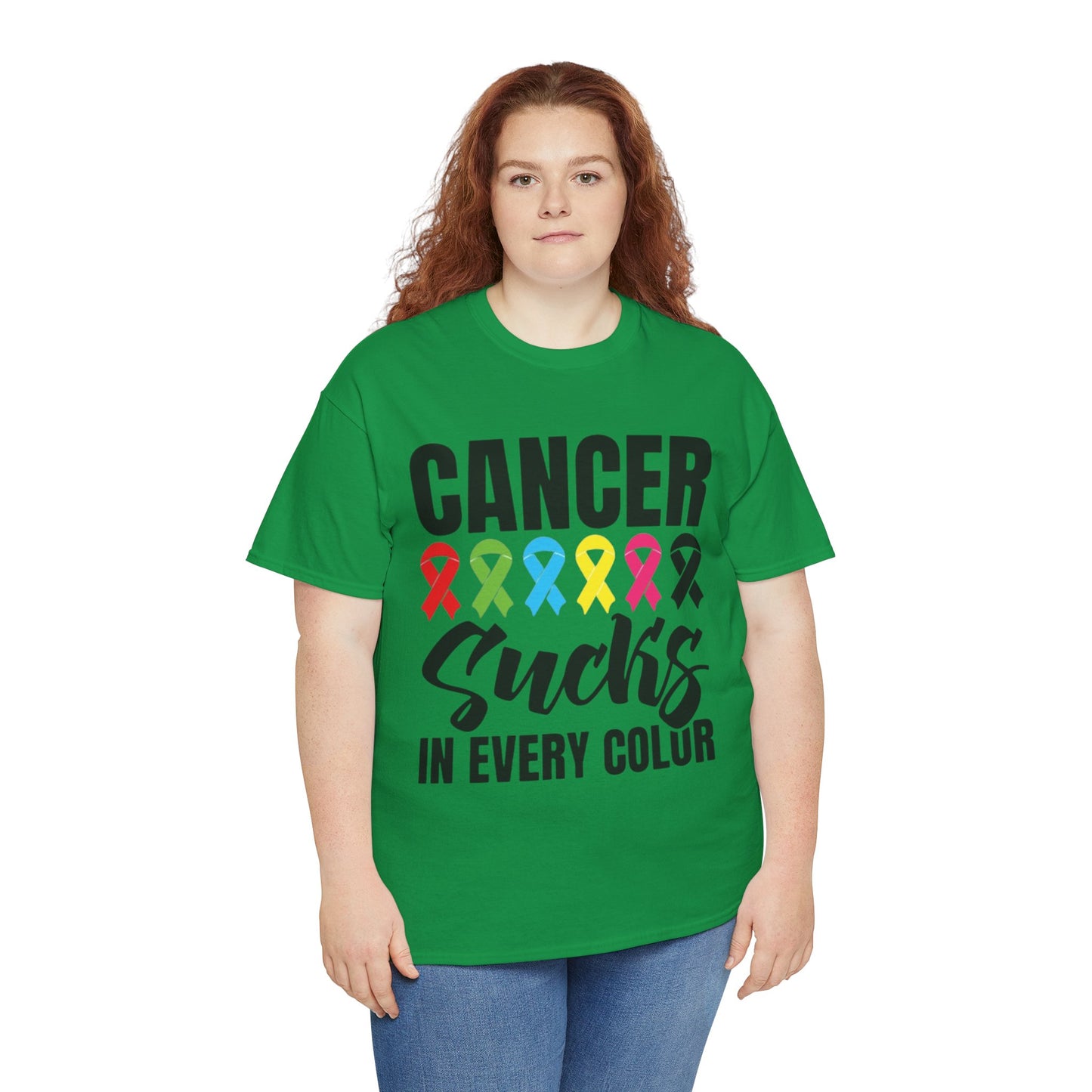 Cancer sucks in every color Unisex Heavy Cotton Tee