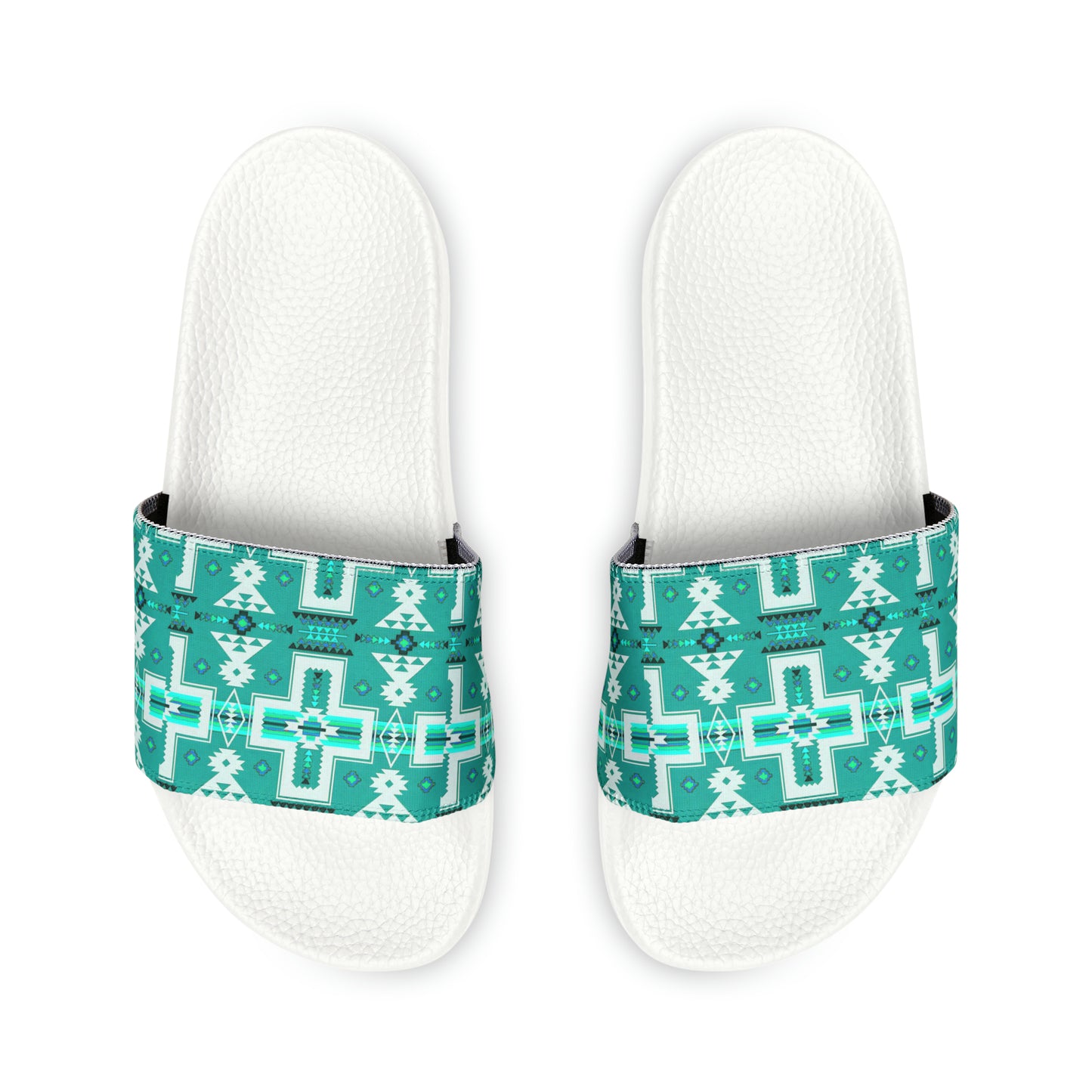 Turquoise native print Women's PU Slide Sandals