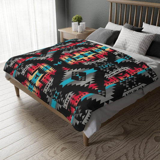 Native Print Velveteen Microfiber Blanket (Two-sided print)