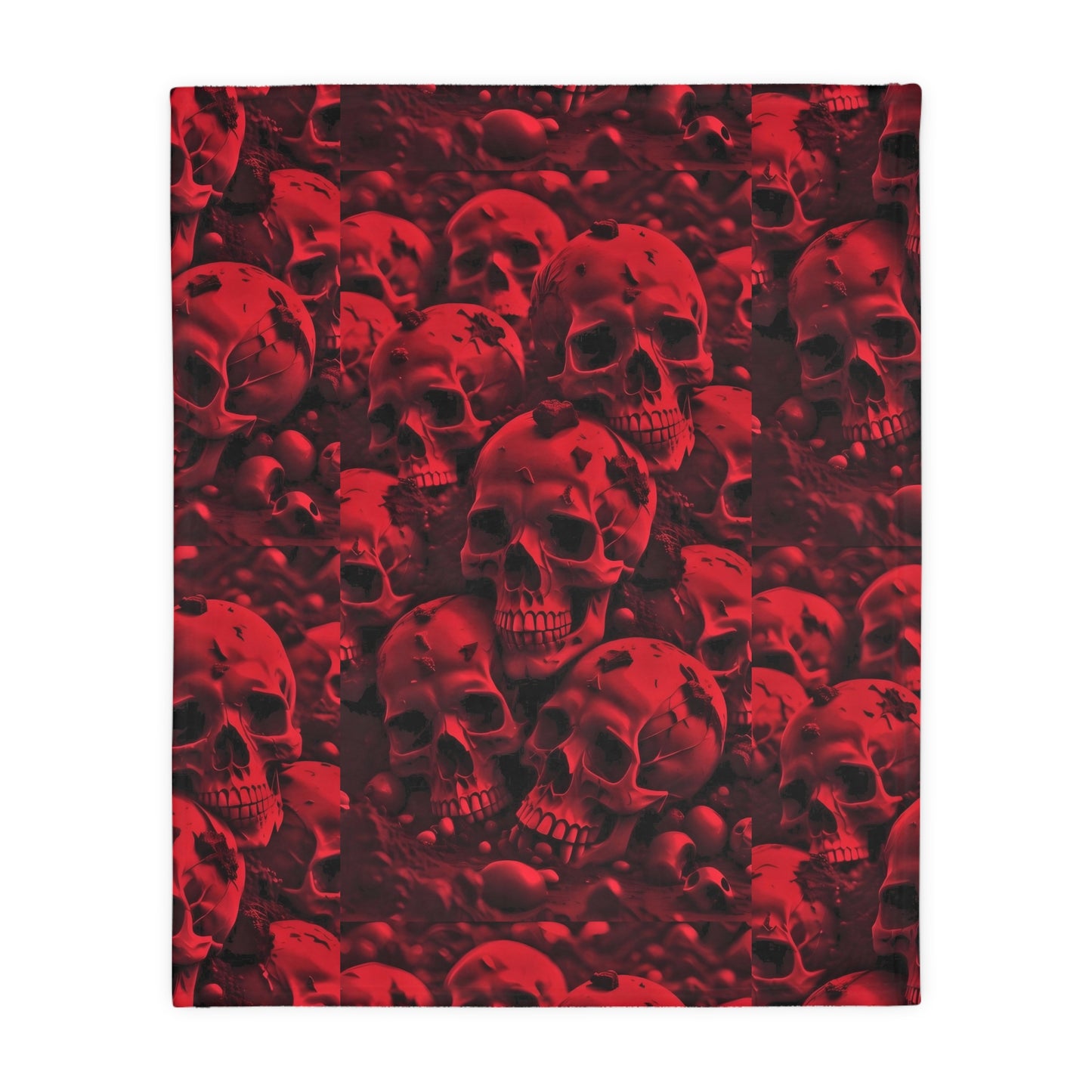 Red Skulls/Red Smoke Velveteen Microfiber Blanket (Two-sided print)