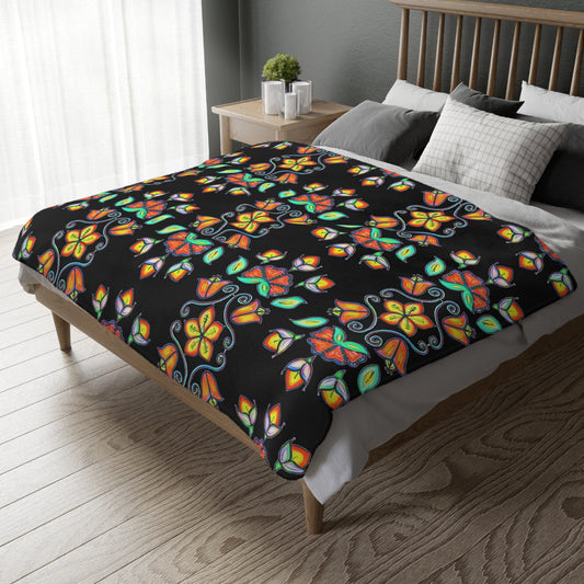 Floral design Velveteen Microfiber Blanket (Two-sided print)