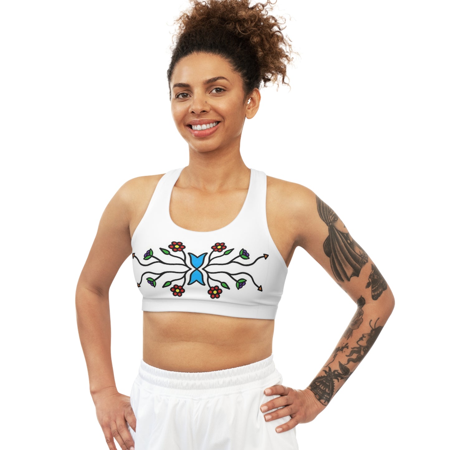 Indigenous floral print Sports Bra (AOP)