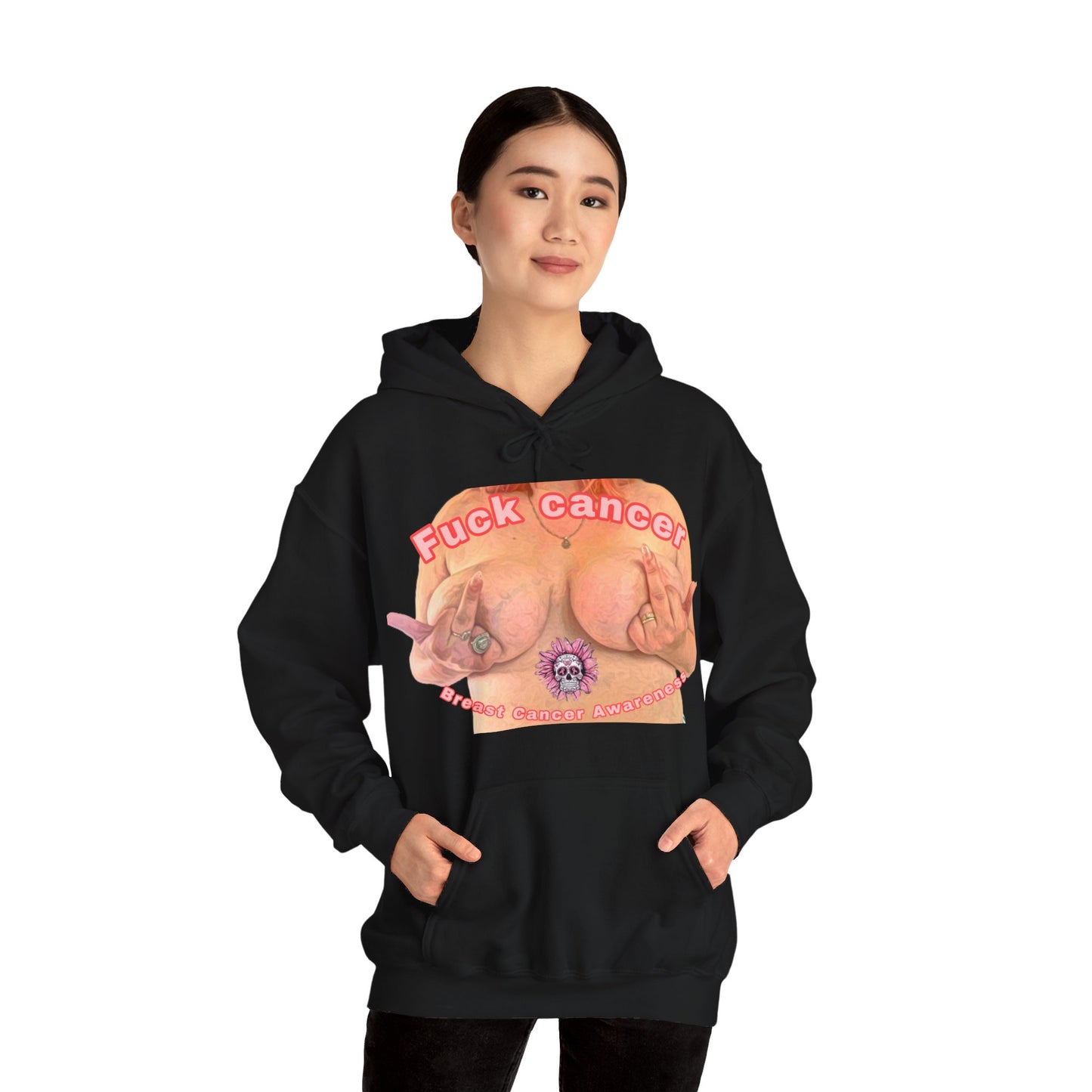 Fuck Cancer, Breast Cancer Awareness Unisex Heavy Blend™ Hooded Sweatshirt