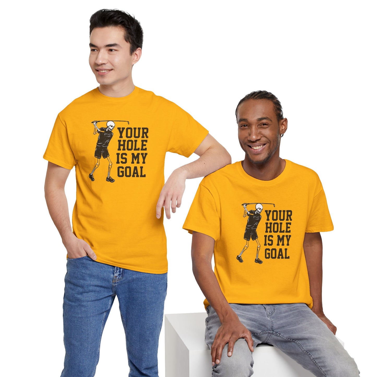 Your hole is my goal (golf) Unisex Heavy Cotton Tee