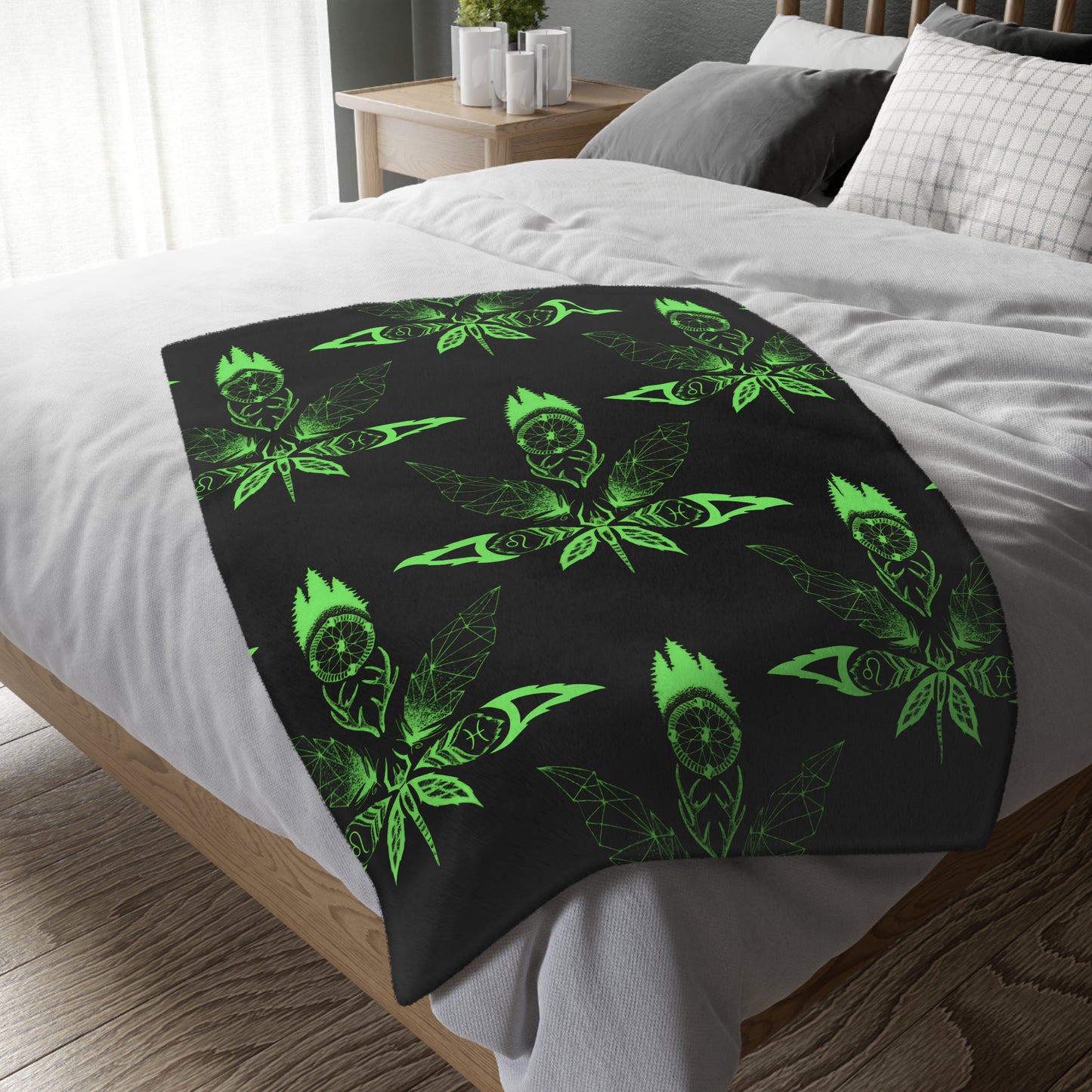 Healing Marijuana Velveteen Microfiber Blanket (Two-sided print)