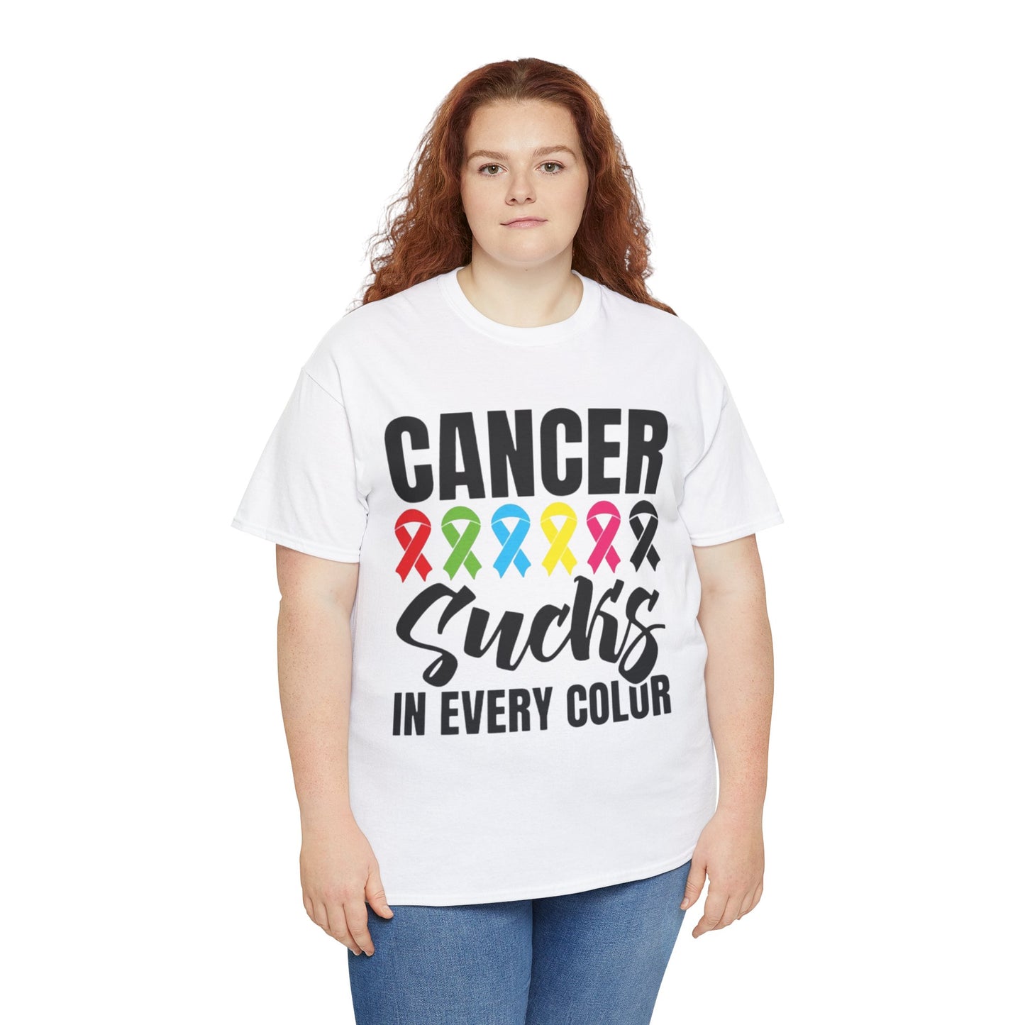 Cancer sucks in every color Unisex Heavy Cotton Tee