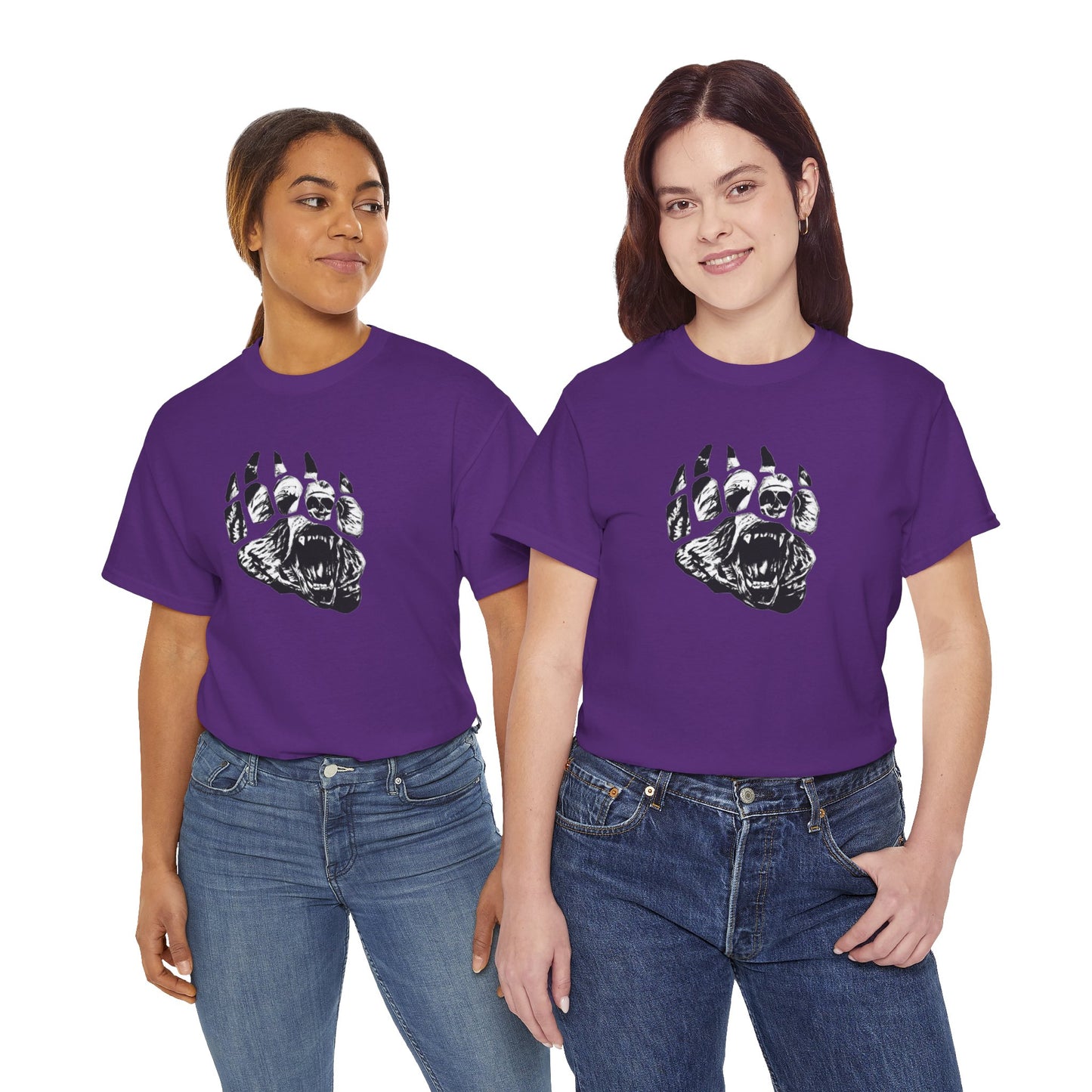 Bear face in bear paw Unisex Heavy Cotton Tee