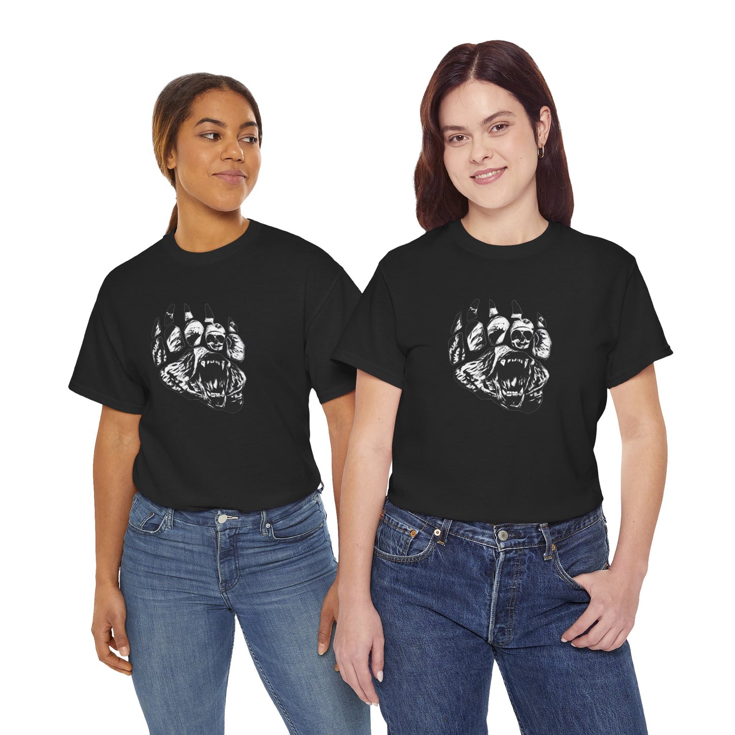 Bear face in bear paw Unisex Heavy Cotton Tee