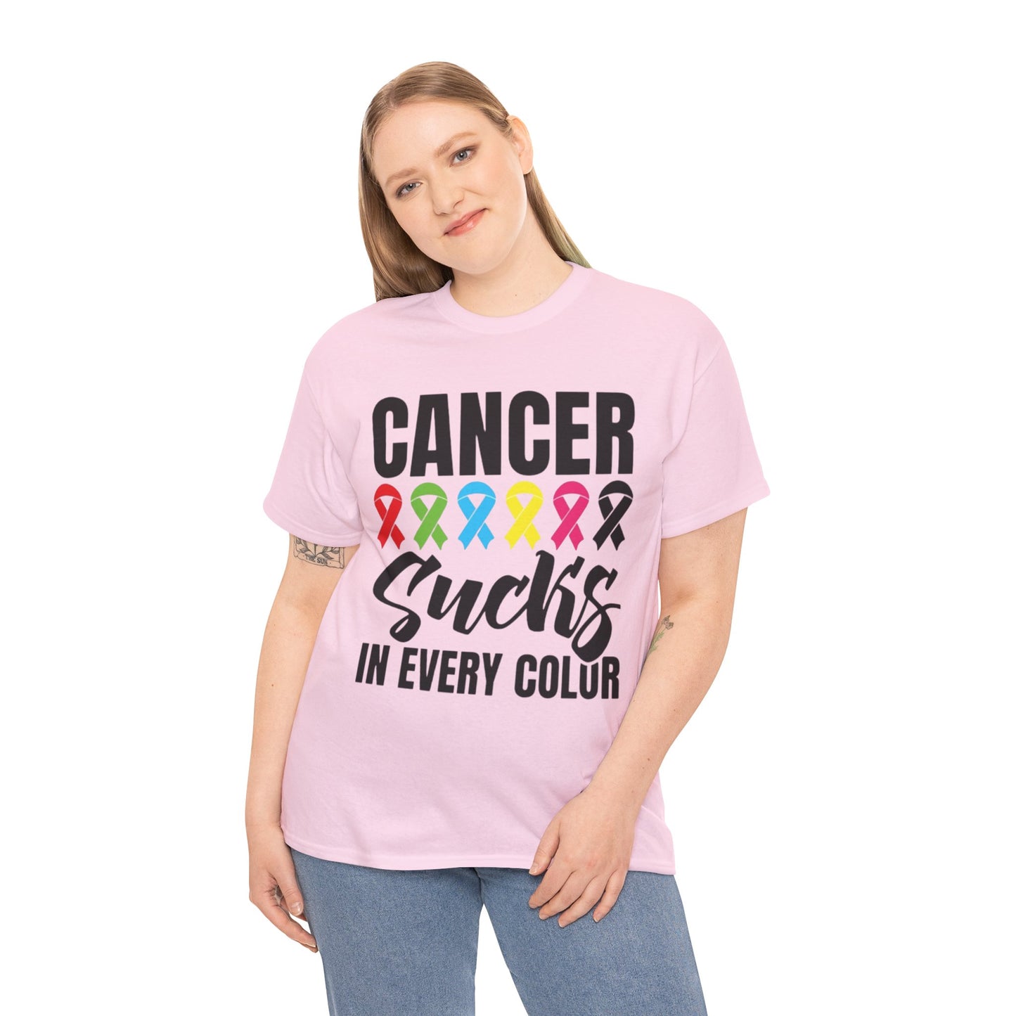 Cancer sucks in every color Unisex Heavy Cotton Tee