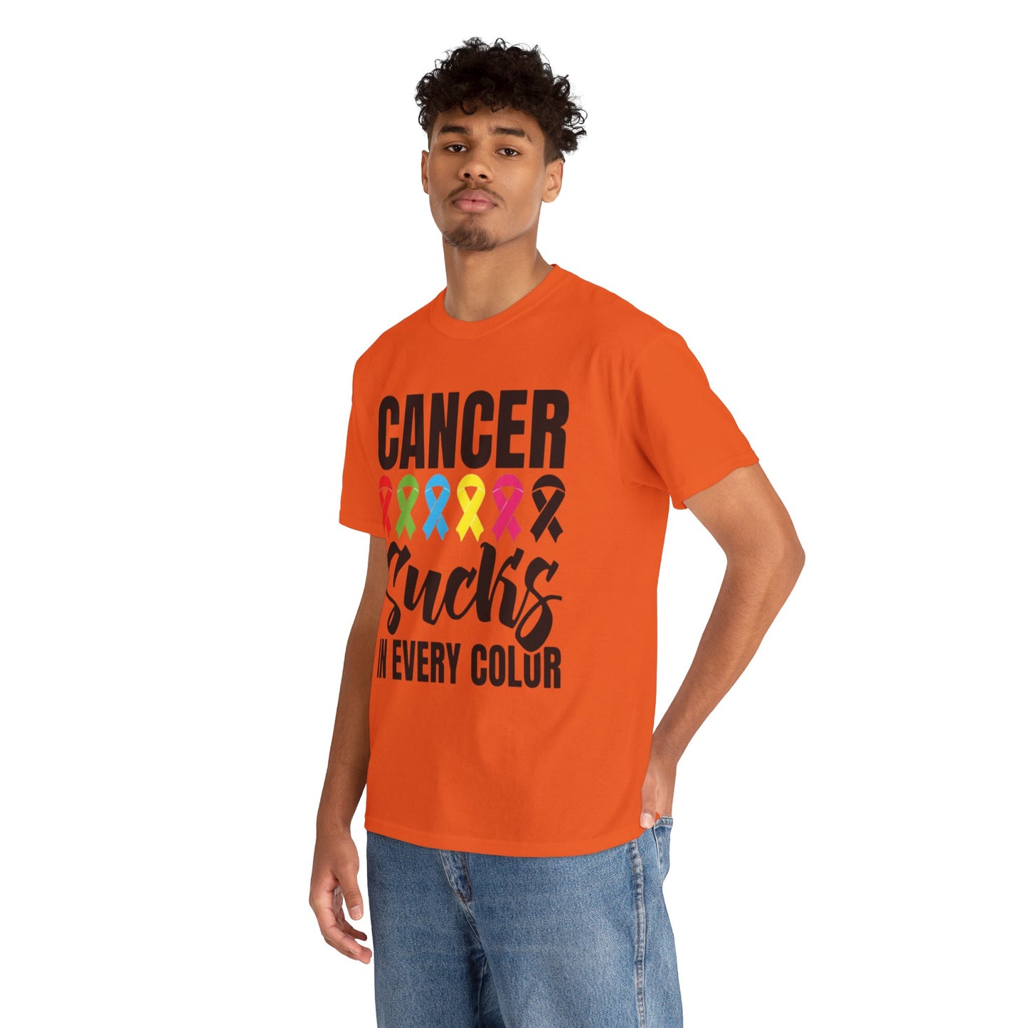 Cancer sucks in every color Unisex Heavy Cotton Tee