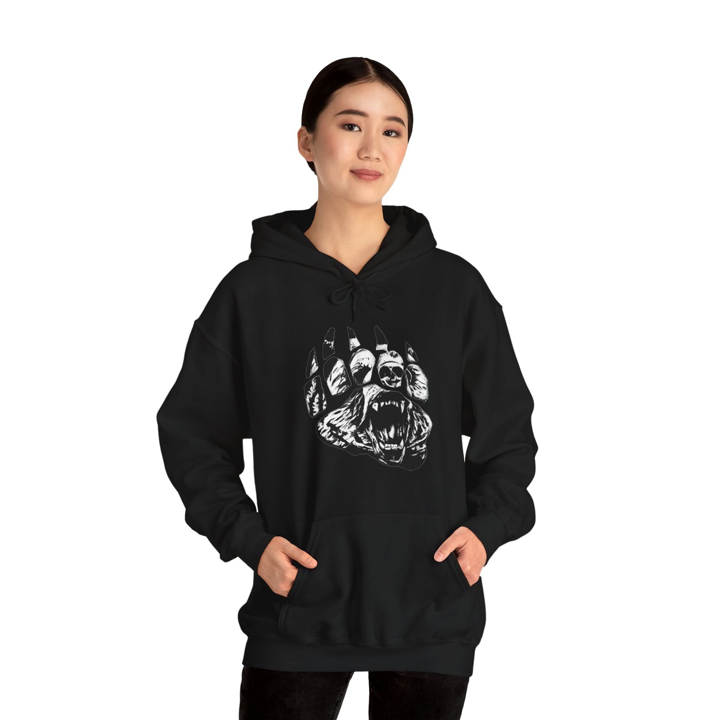 Bear face in bear paw Unisex Heavy Blend™ Hooded Sweatshirt