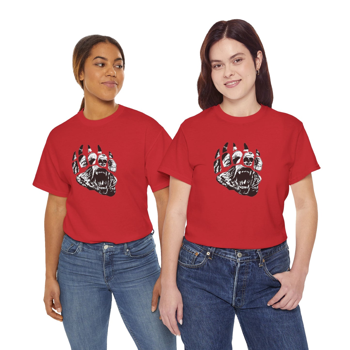Bear face in bear paw Unisex Heavy Cotton Tee