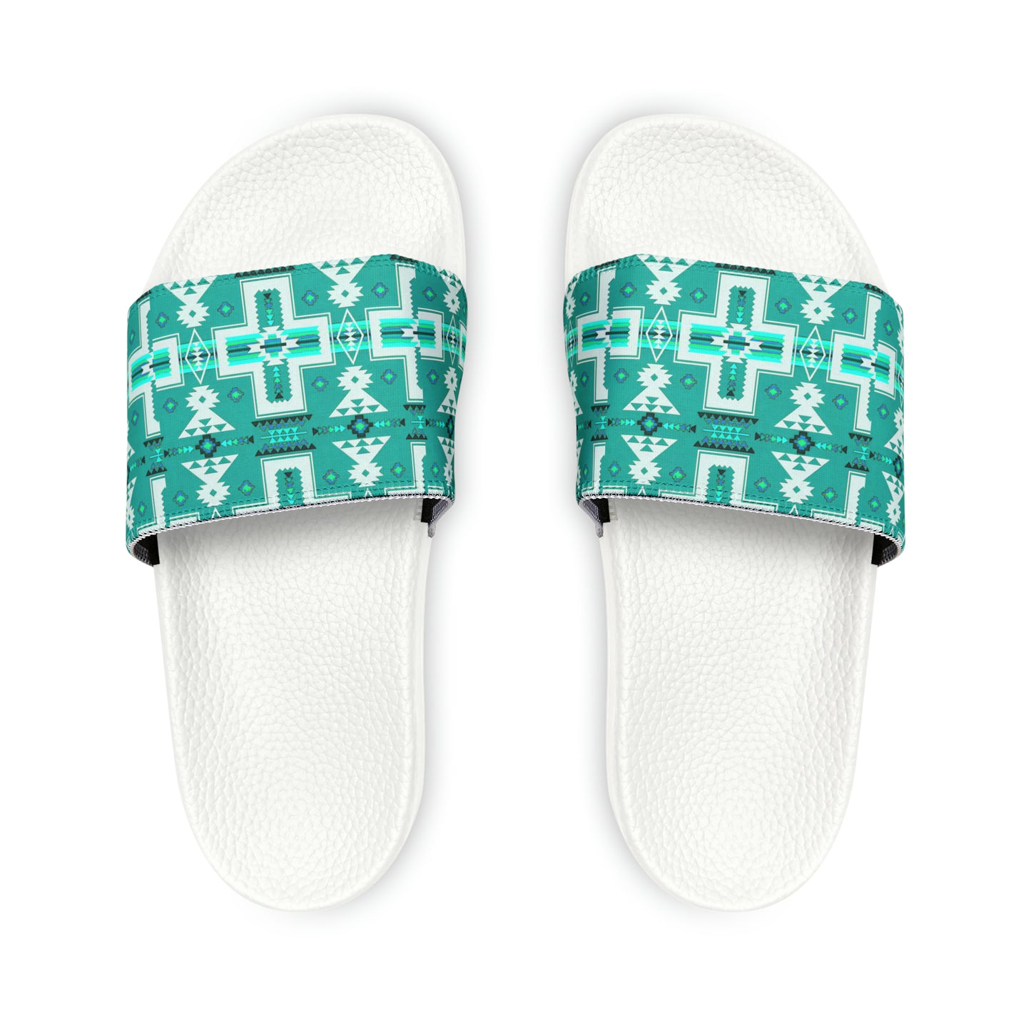 Turquoise native print Women's PU Slide Sandals