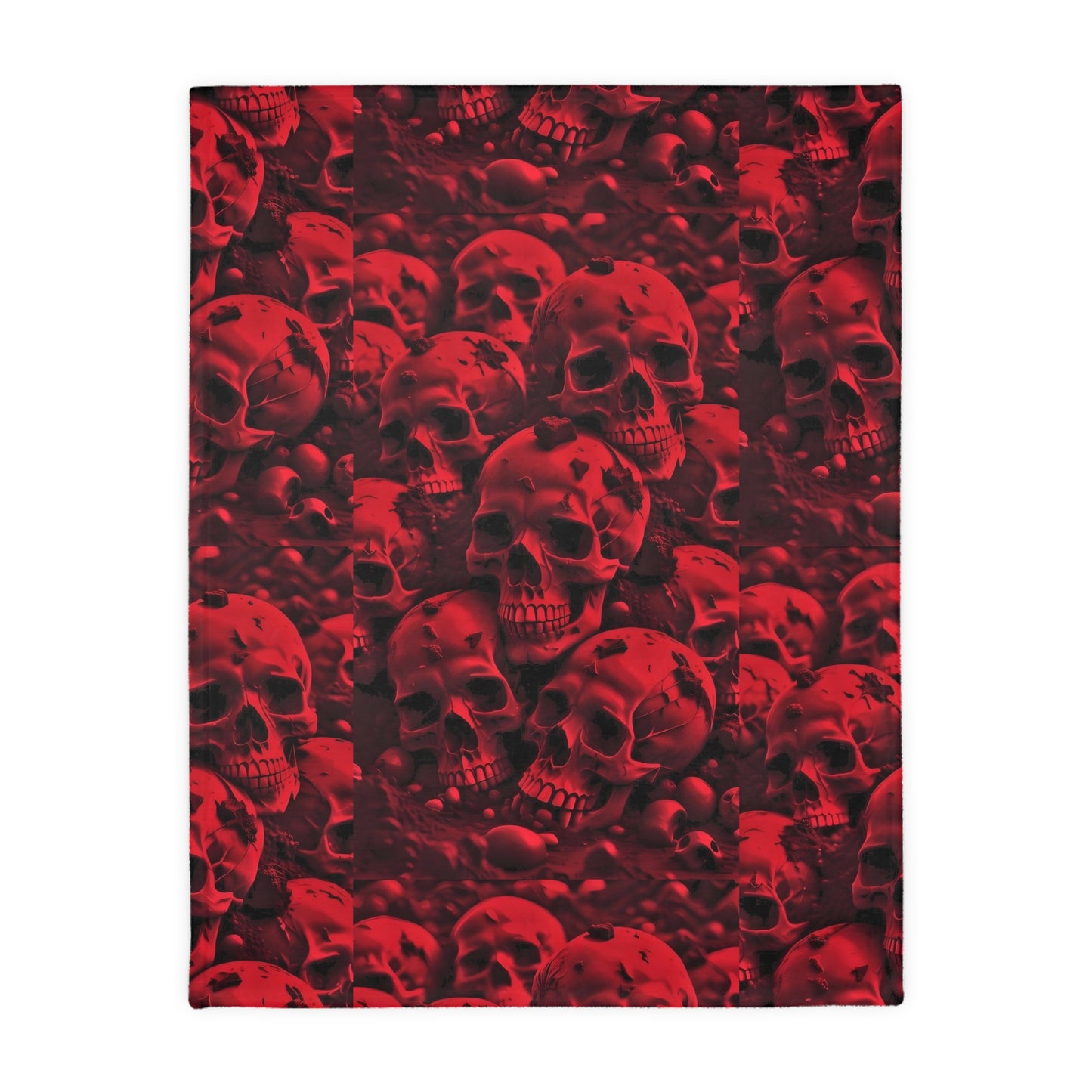 Red Skulls/Red Smoke Velveteen Microfiber Blanket (Two-sided print)