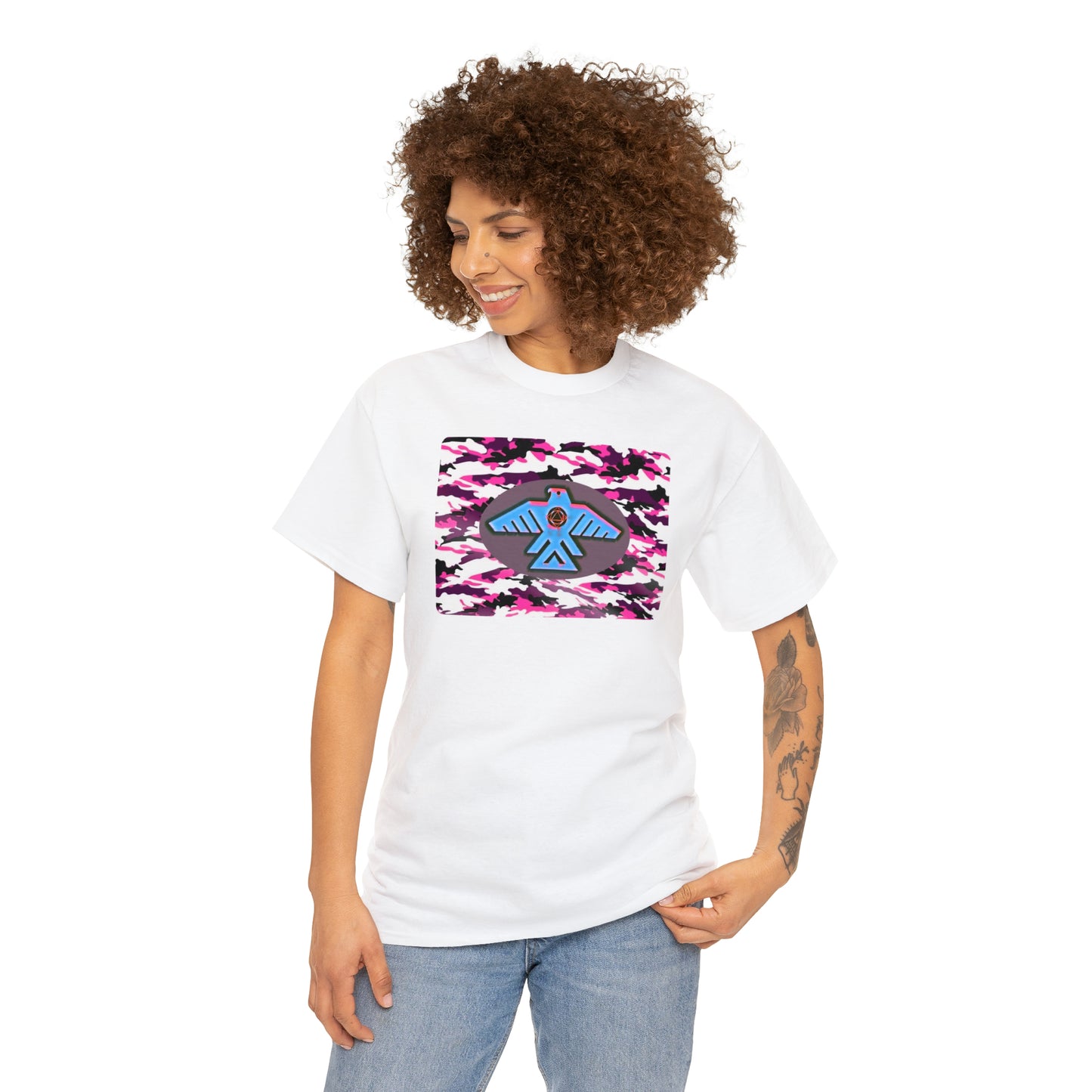 Unisex (Pretty pink camo Recovery Thunderbird) Heavy Cotton Tee