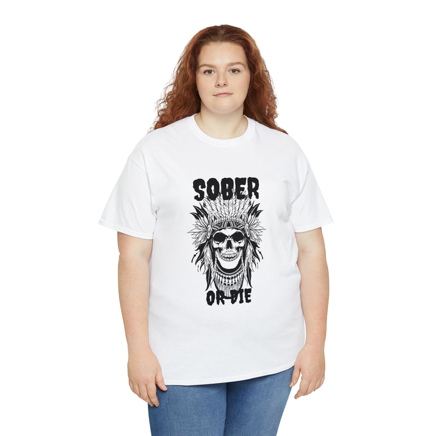 Unisex (Sober or Die Ndn head) Heavy Cotton Tee