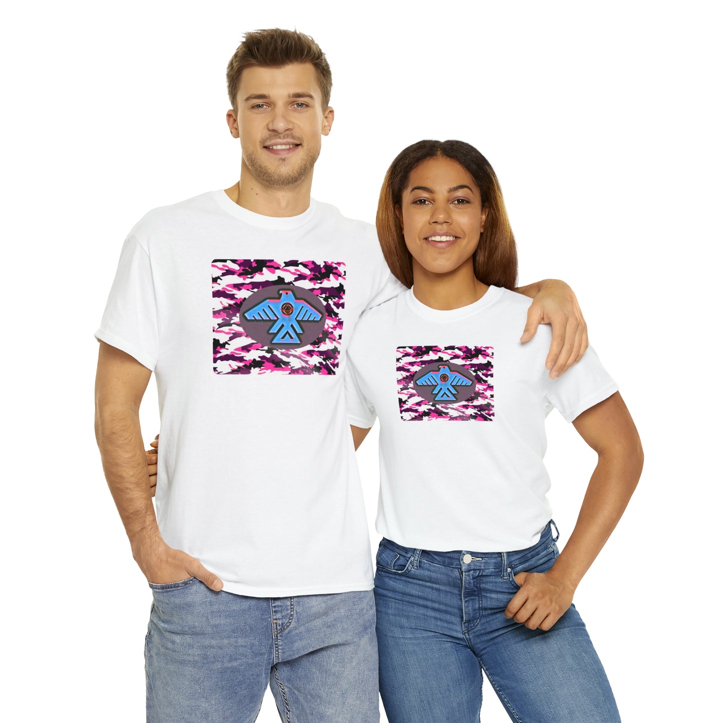 Unisex (Pretty pink camo Recovery Thunderbird) Heavy Cotton Tee