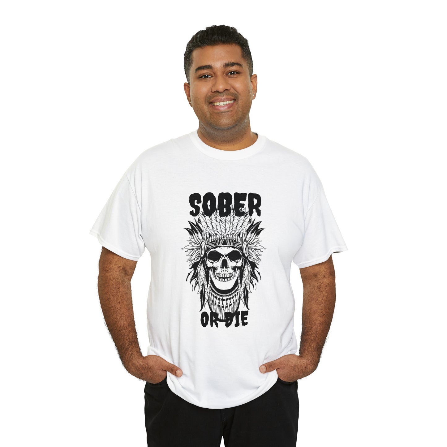 Unisex (Sober or Die Ndn head) Heavy Cotton Tee